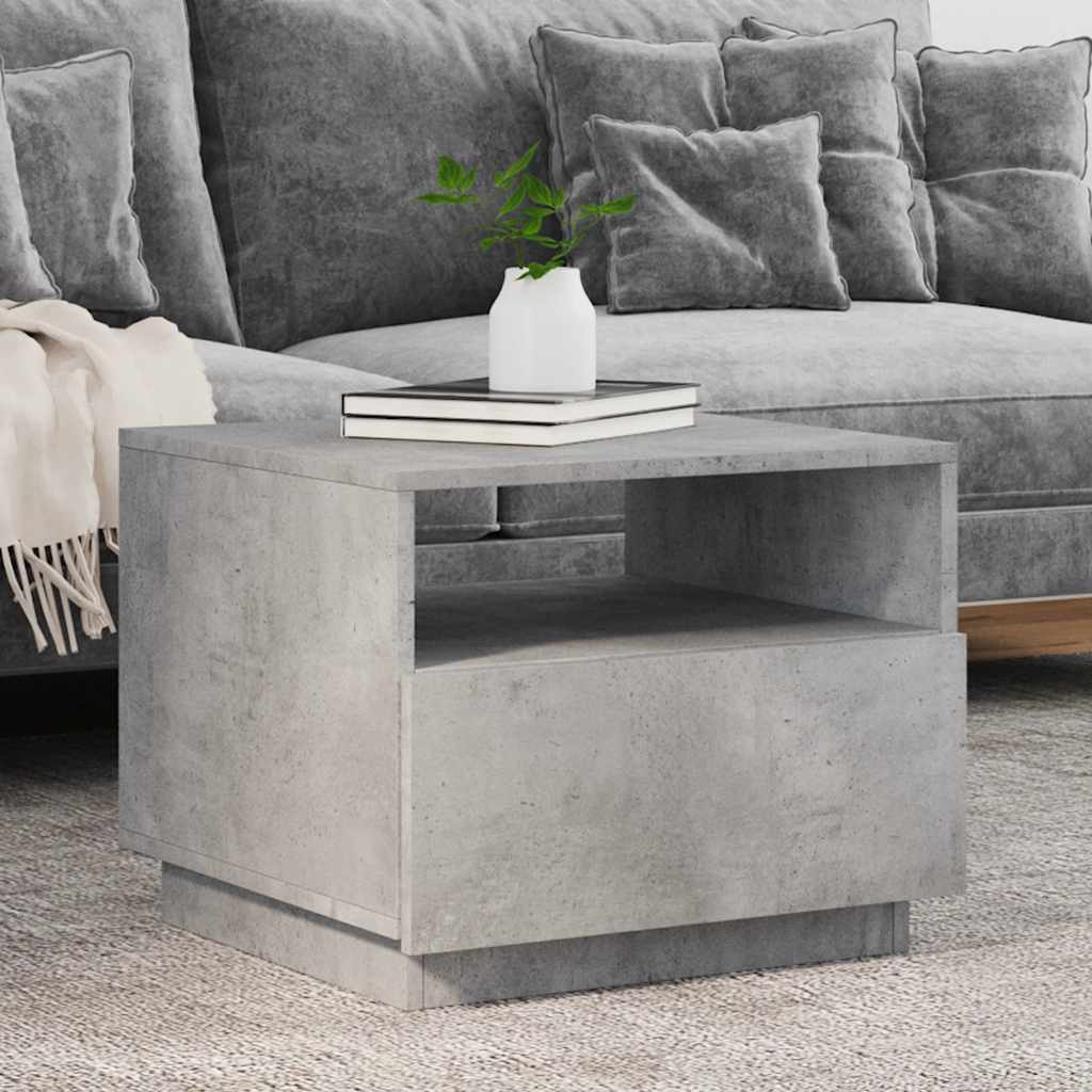 Table basse avec lumières LED gris béton 50x49x40 cm - Tables basses