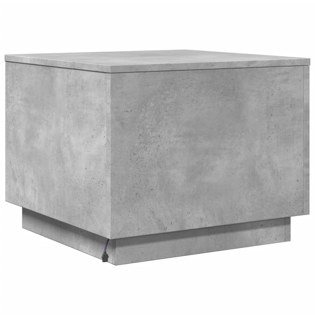 Table basse avec lumières LED gris béton 50x50x40 cm - Tables basses