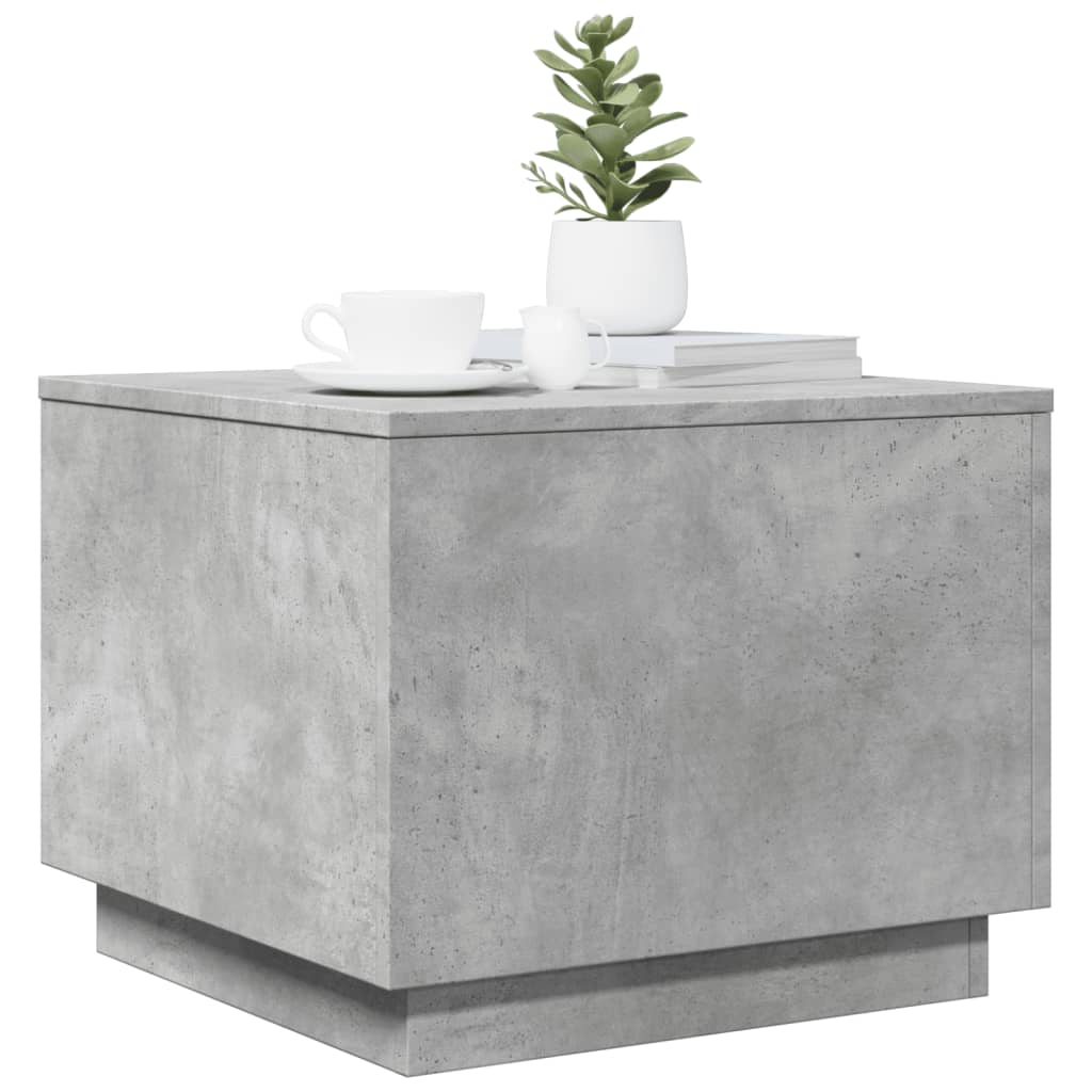 Table basse avec lumières LED gris béton 50x50x40 cm - Tables basses
