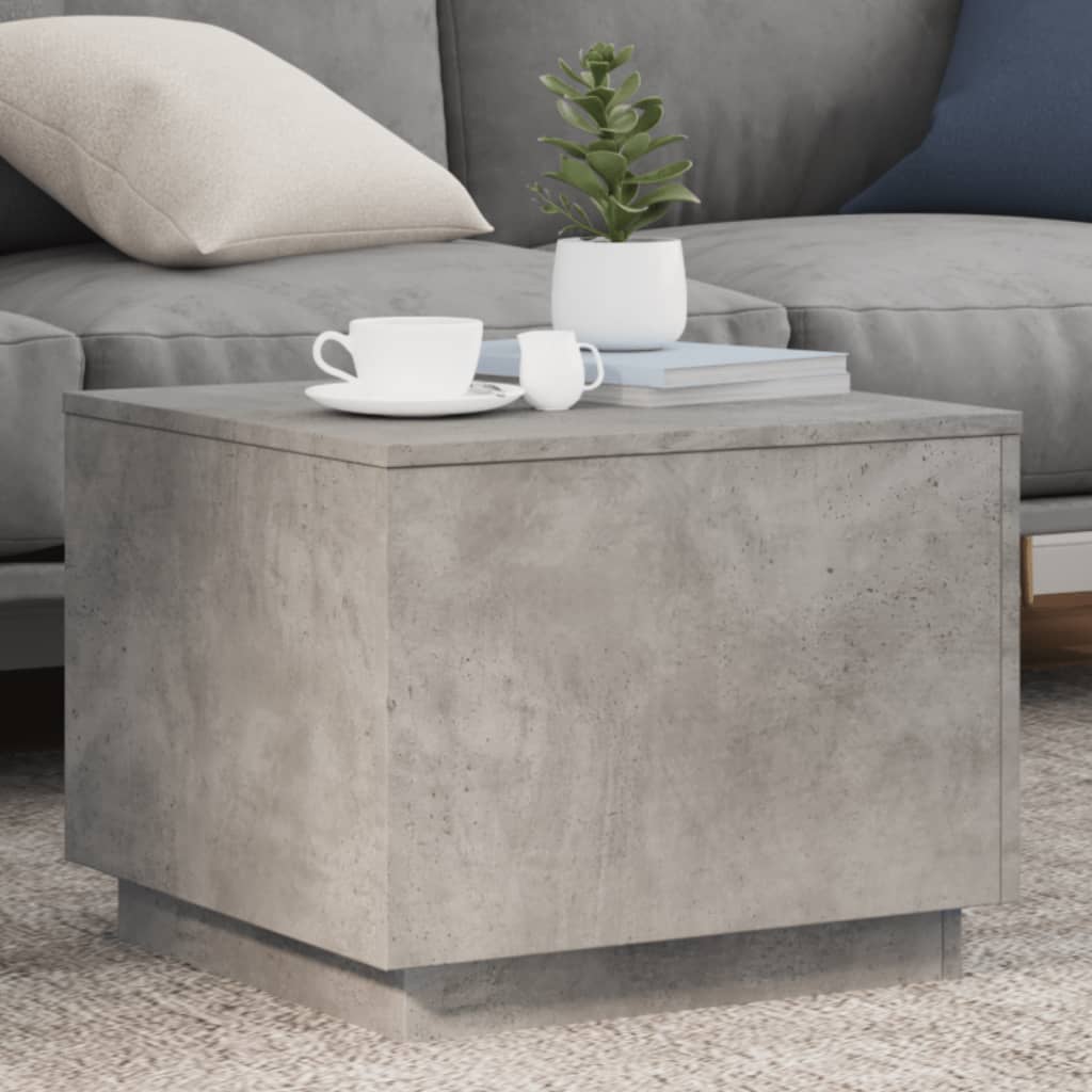 Table basse avec lumières LED gris béton 50x50x40 cm - Tables basses