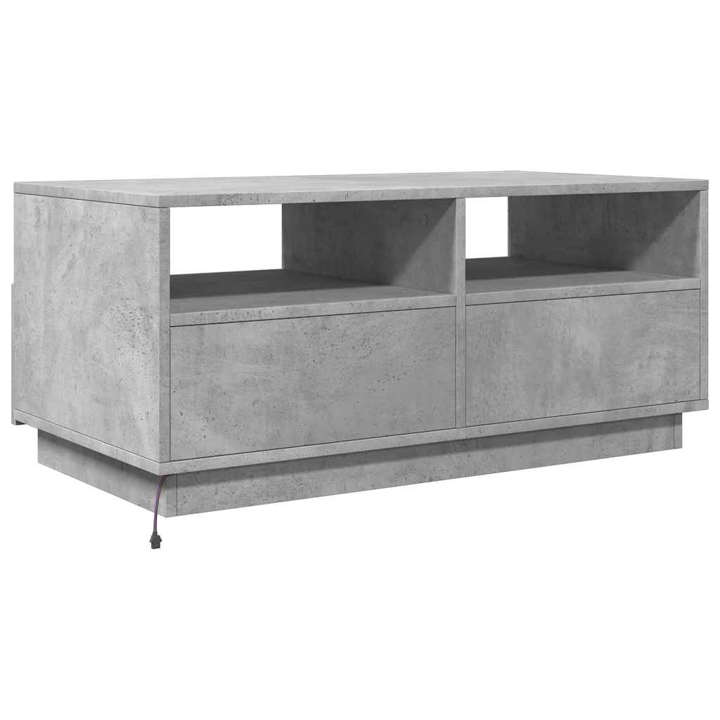 Table basse avec lumières LED gris béton 90x49x40 cm - Tables basses