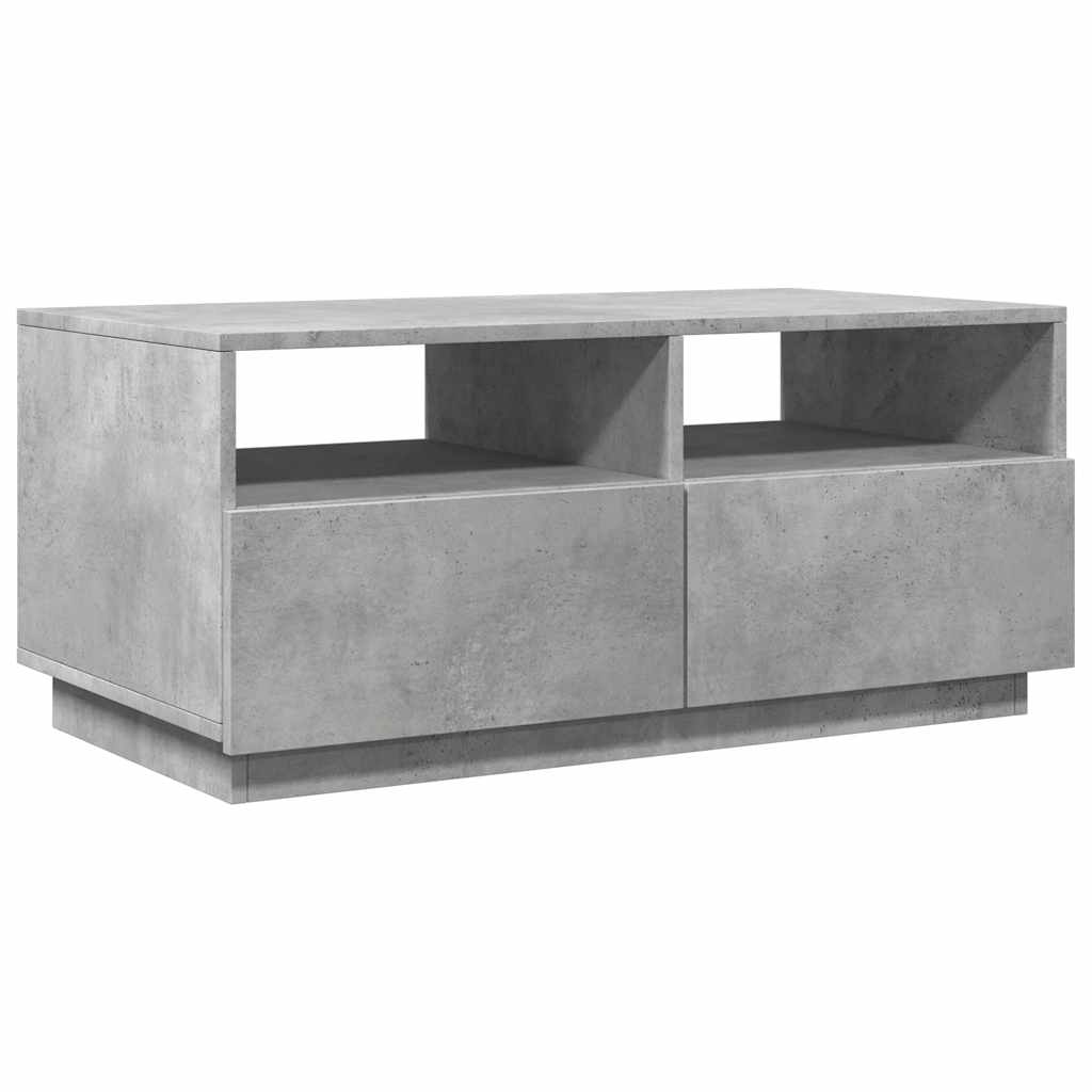 Table basse avec lumières LED gris béton 90x49x40 cm - Tables basses