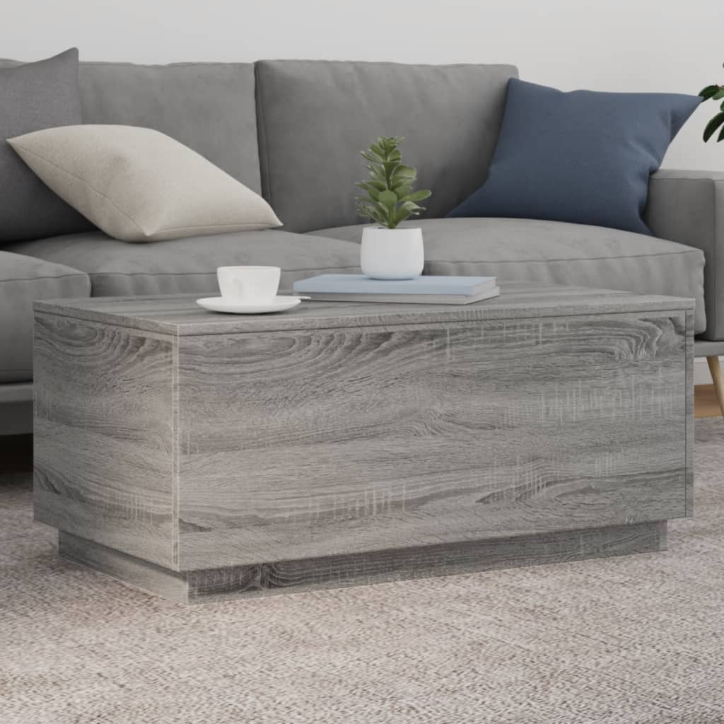 Table basse avec lumières LED gris sonoma 90x50x40 cm - Tables basses