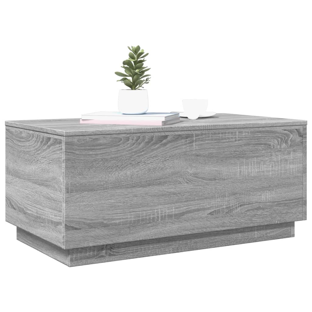 Table basse avec lumières LED gris sonoma 90x50x40 cm - Tables basses
