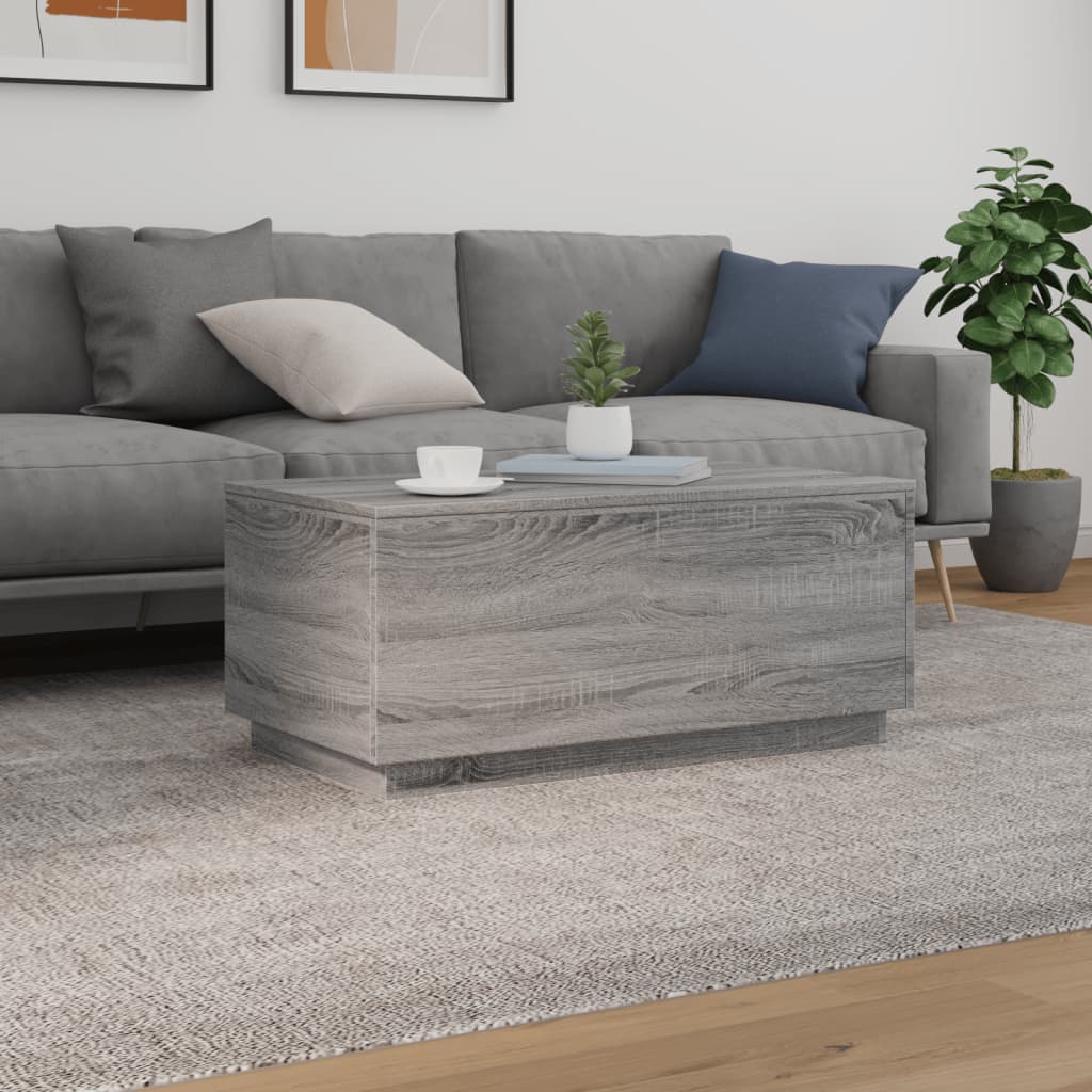 Table basse avec lumières LED gris sonoma 90x50x40 cm - Tables basses