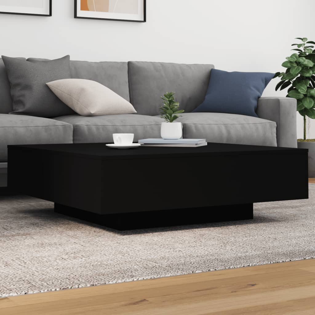 Table basse avec lumières LED noir 100x100x31 cm - Tables basses
