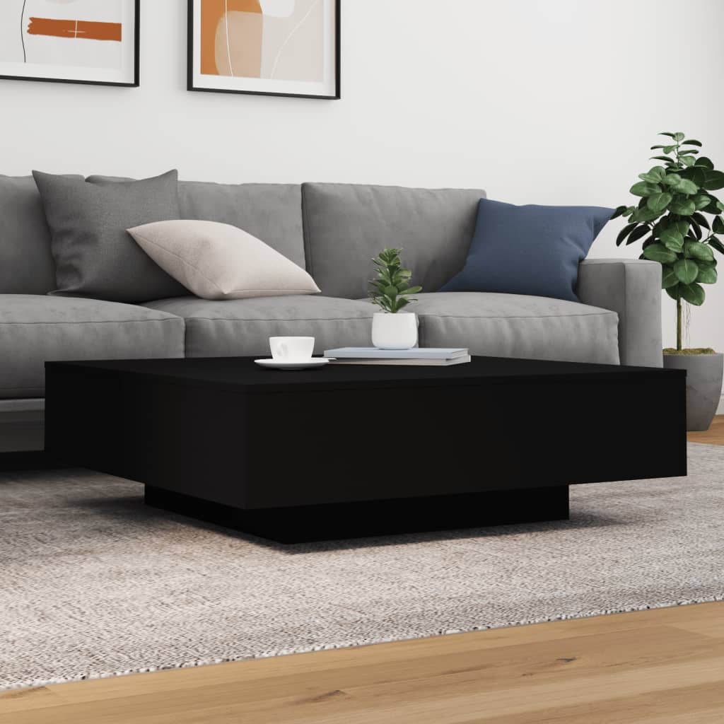 Table basse avec lumières LED noir 100x100x31 cm - Tables basses
