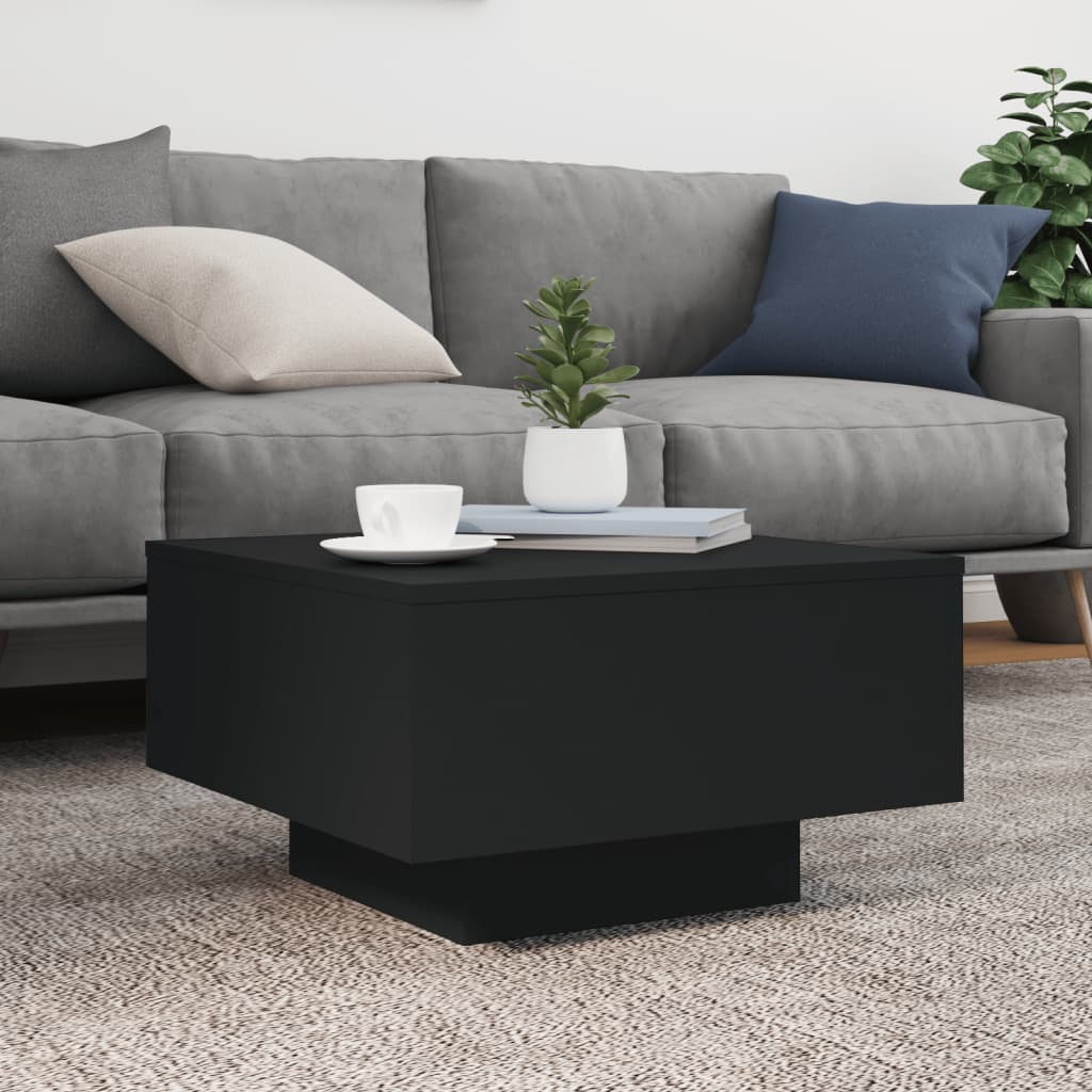 Table basse avec lumières LED noir 55x55x31 cm - Tables basses