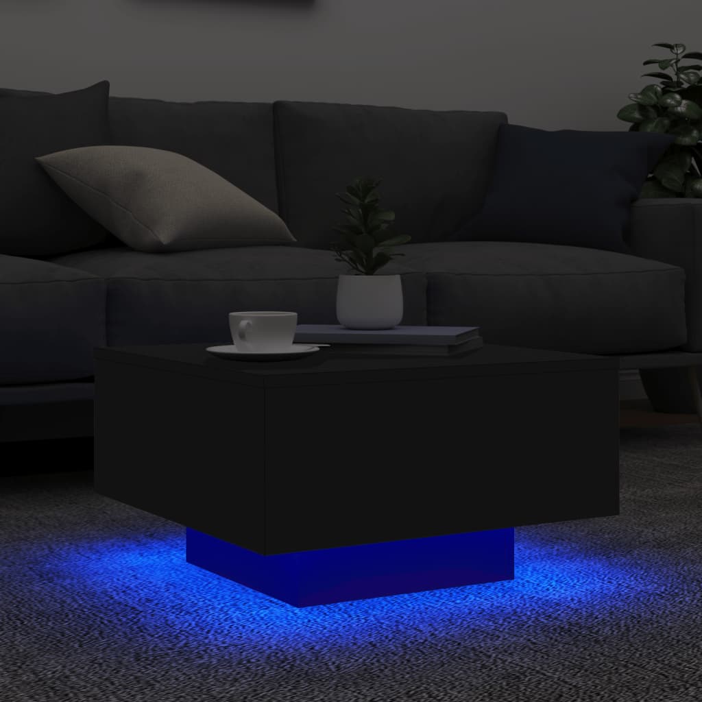 Table basse avec lumières LED noir 55x55x31 cm - Tables basses