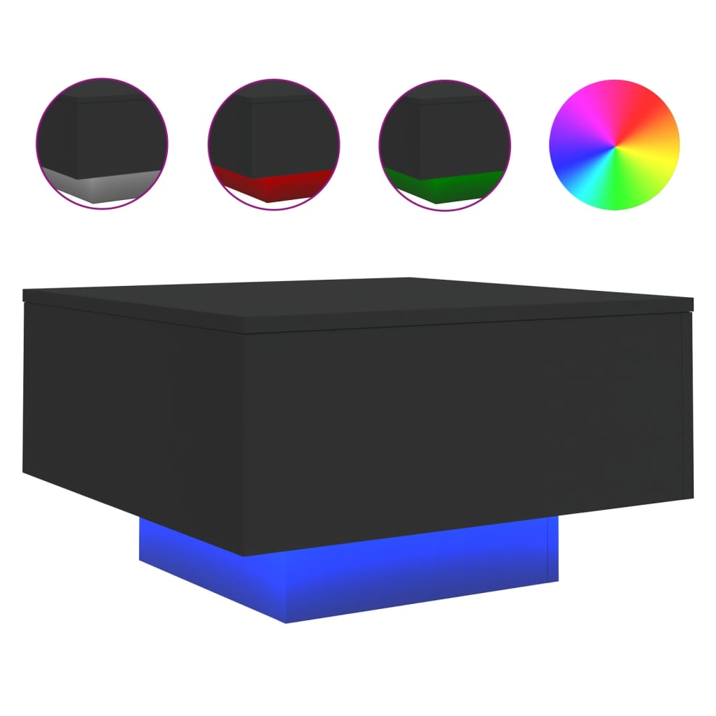 Table basse avec lumières LED noir 55x55x31 cm - Tables basses