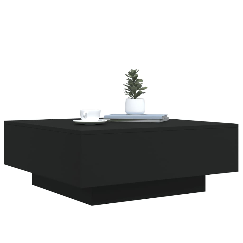 Table basse avec lumières LED noir 80x80x31 cm - Tables basses