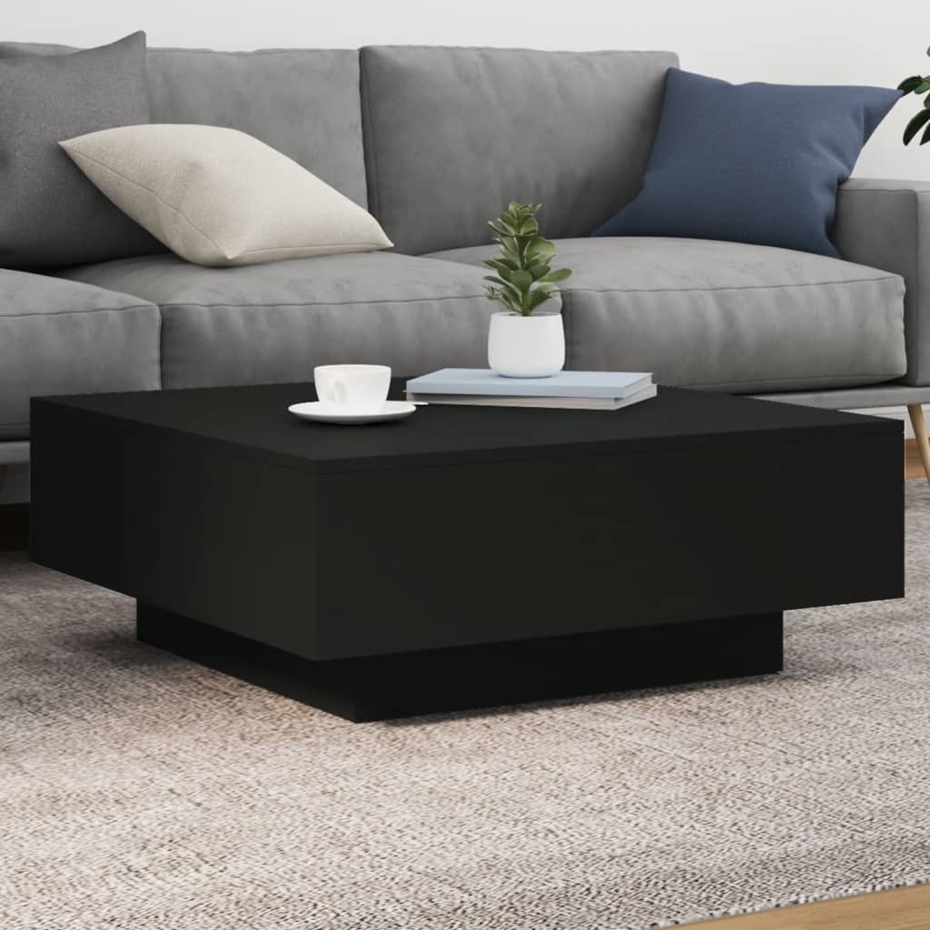 Table basse avec lumières LED noir 80x80x31 cm - Tables basses