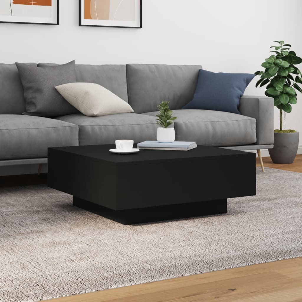 Table basse avec lumières LED noir 80x80x31 cm - Tables basses