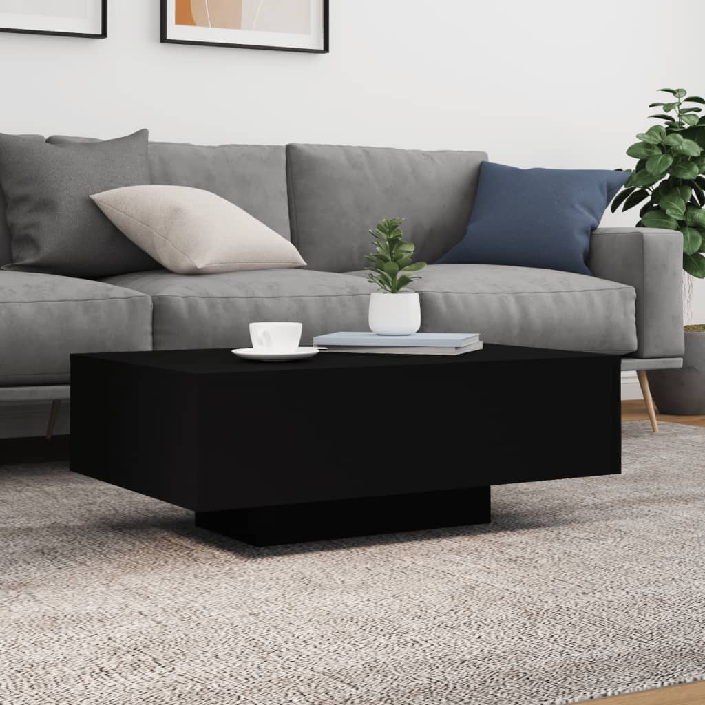 Table basse avec lumières LED noir 85x55x31 cm - Tables basses