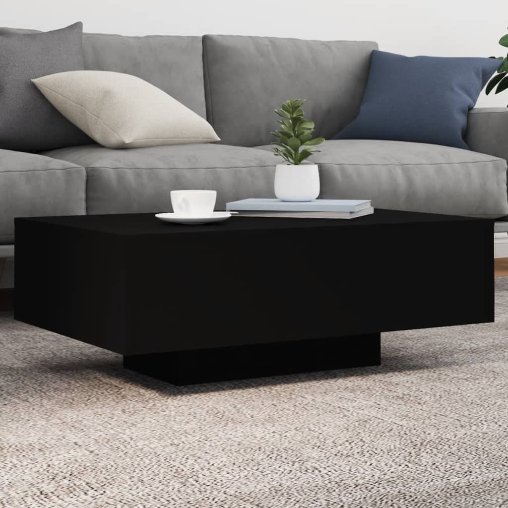 Table basse avec lumières LED noir 85x55x31 cm - Tables basses