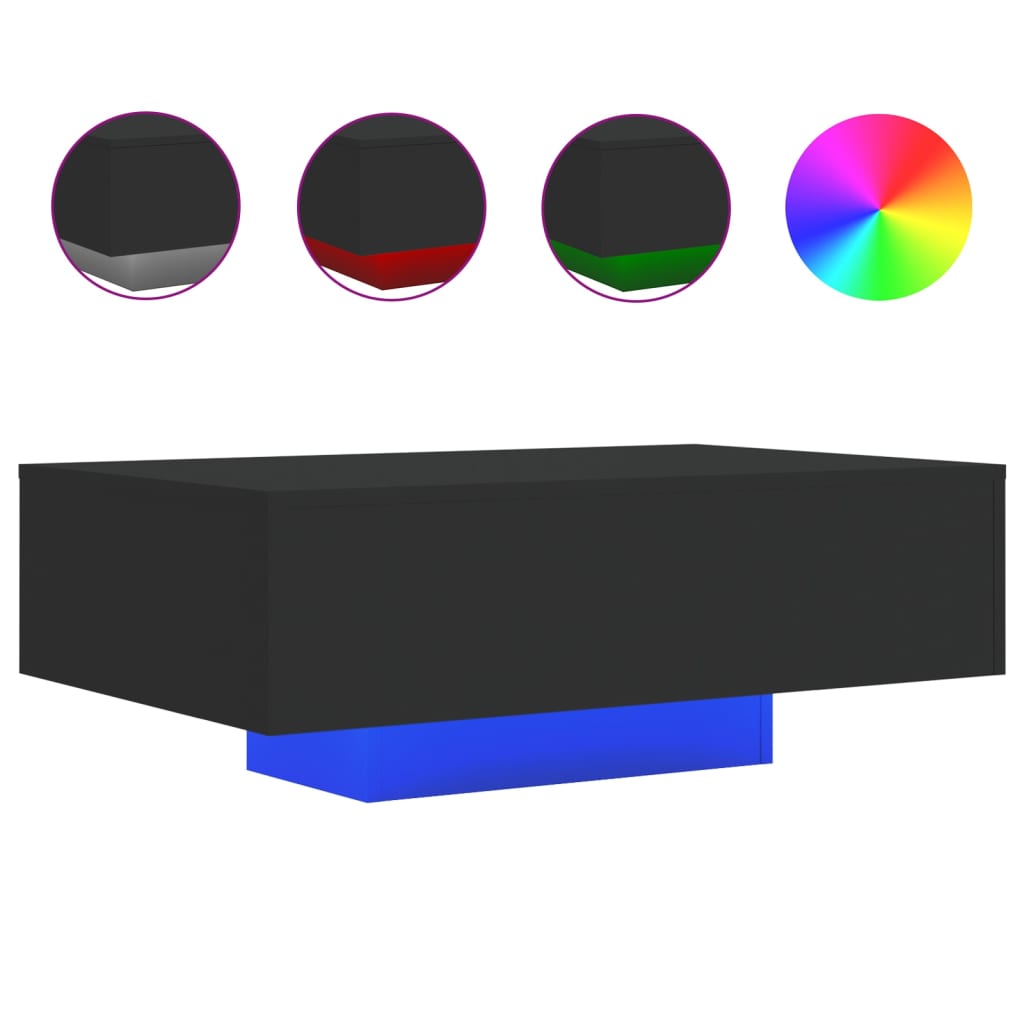 Table basse avec lumières LED noir 85x55x31 cm - Tables basses