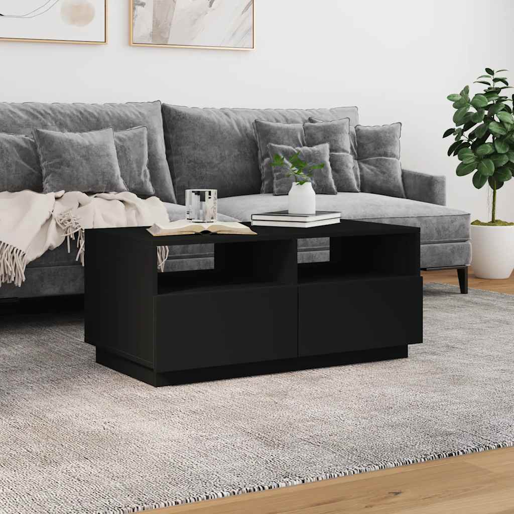 Table basse avec lumières LED noir 90x49x40 cm - Tables basses