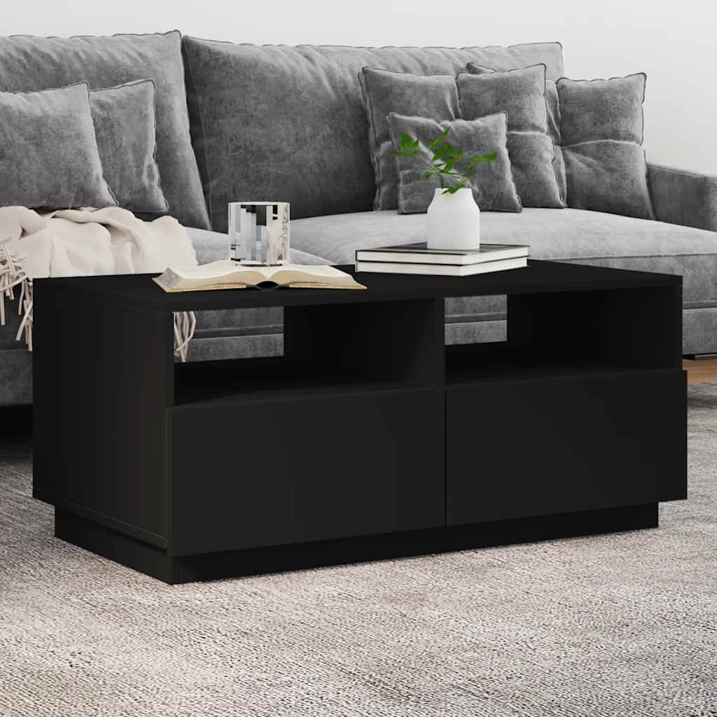 Table basse avec lumières LED noir 90x49x40 cm - Tables basses