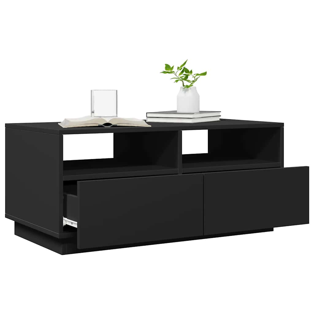 Table basse avec lumières LED noir 90x49x40 cm - Tables basses