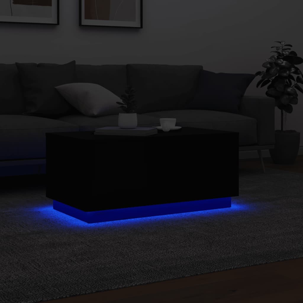 Table basse avec lumières LED noir 90x50x40 cm - Tables basses