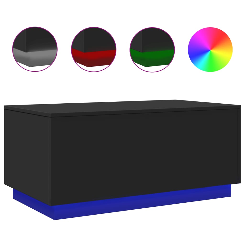 Table basse avec lumières LED noir 90x50x40 cm - Tables basses