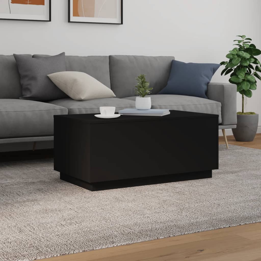 Table basse avec lumières LED noir 90x50x40 cm - Tables basses