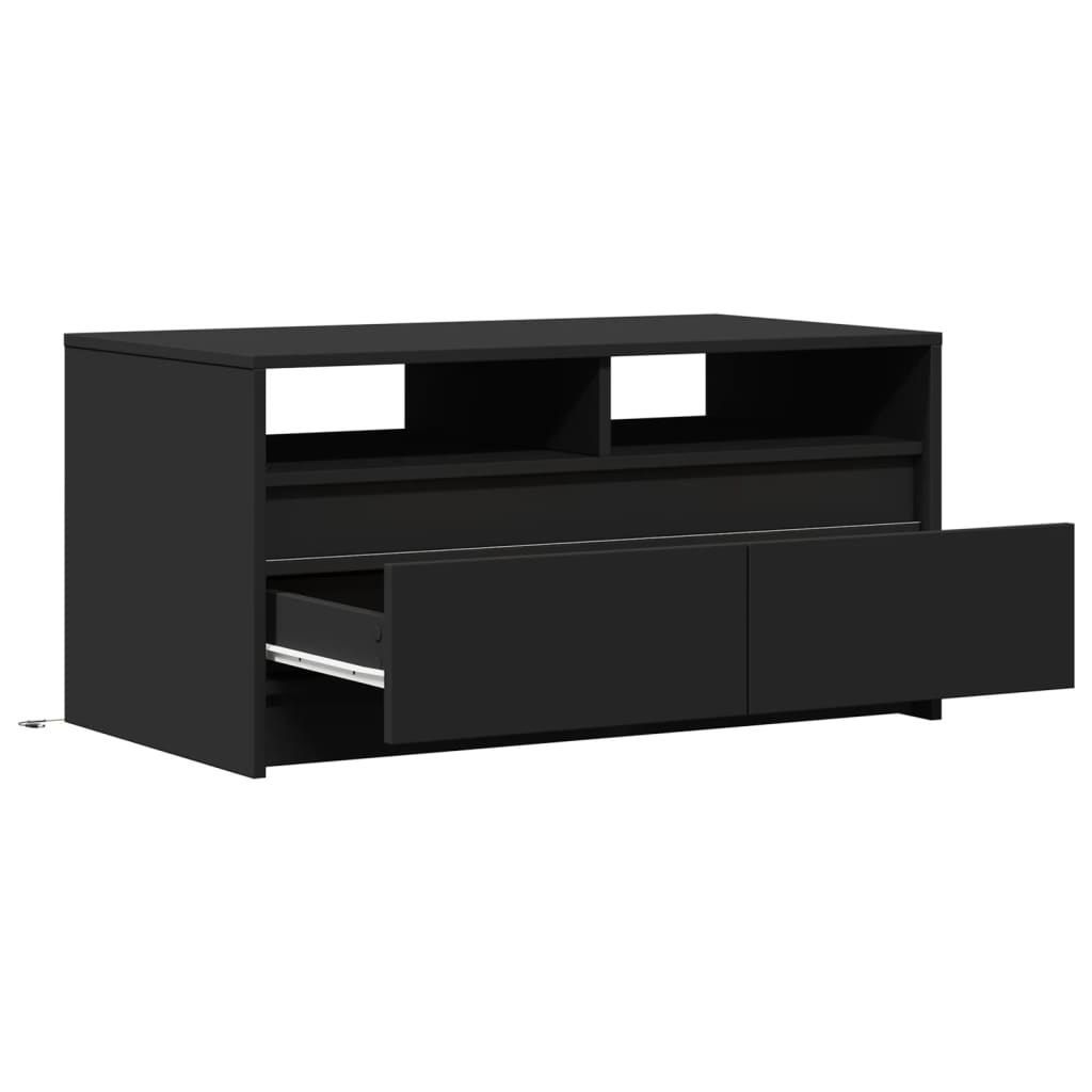Table basse avec lumières LED noir bois d’ingénierie - Tables basses
