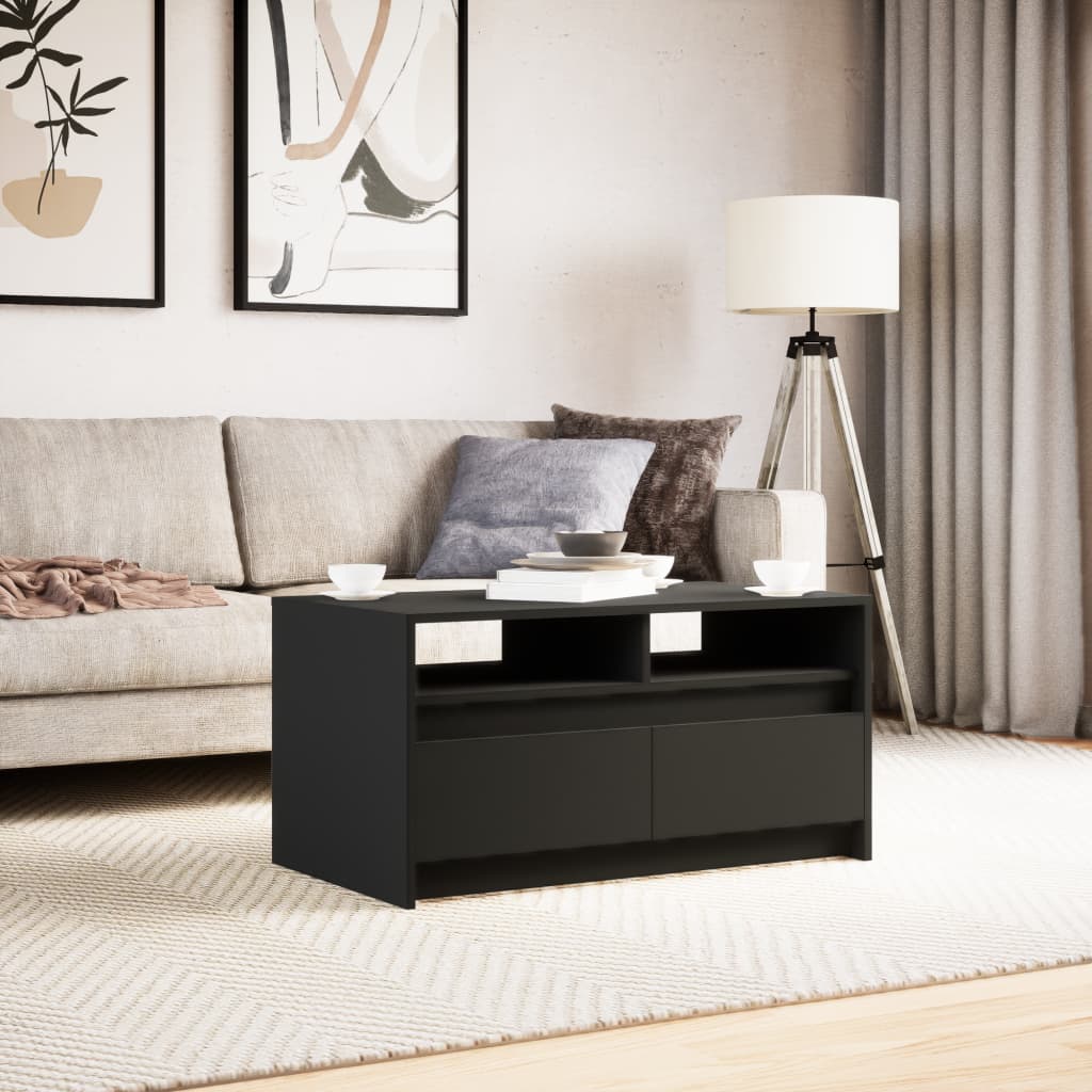 Table basse avec lumières LED noir bois d’ingénierie - Tables basses