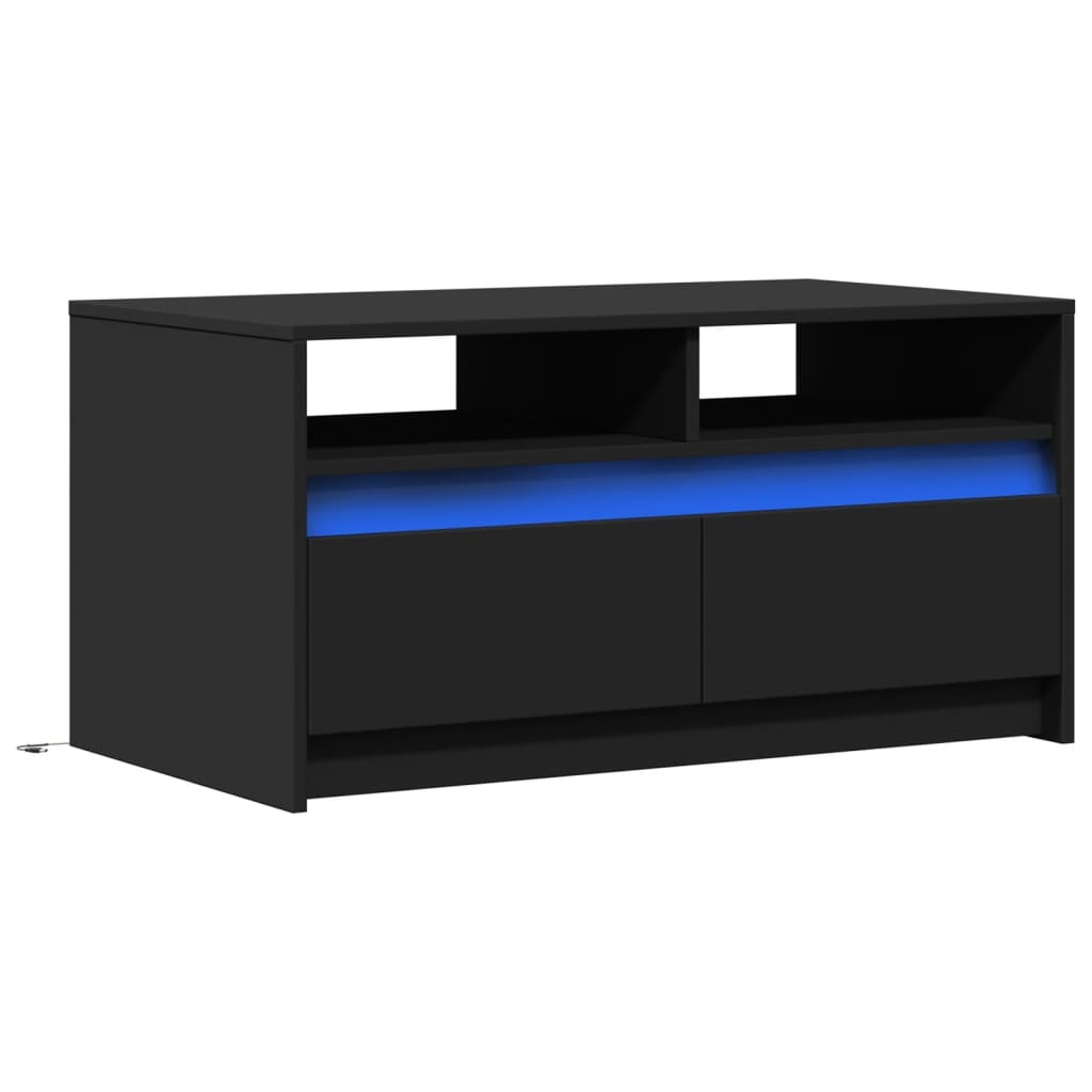 Table basse avec lumières LED noir bois d’ingénierie - Tables basses