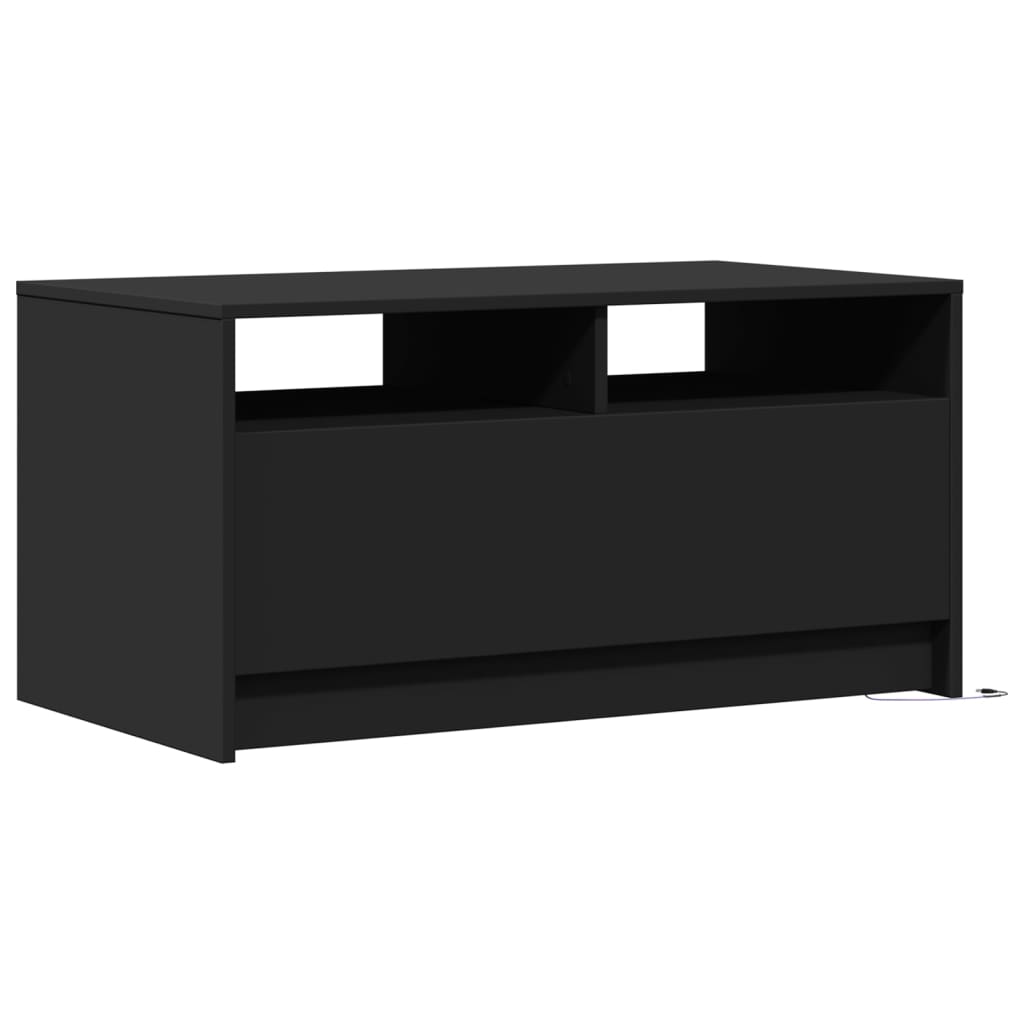 Table basse avec lumières LED noir bois d’ingénierie - Tables basses