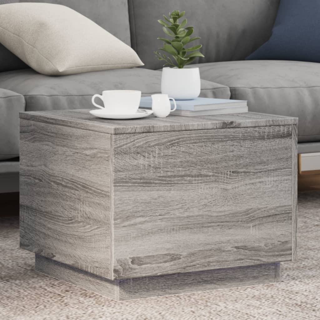 Table basse avec lumières LED sonoma gris 50x50x40 cm - Tables basses