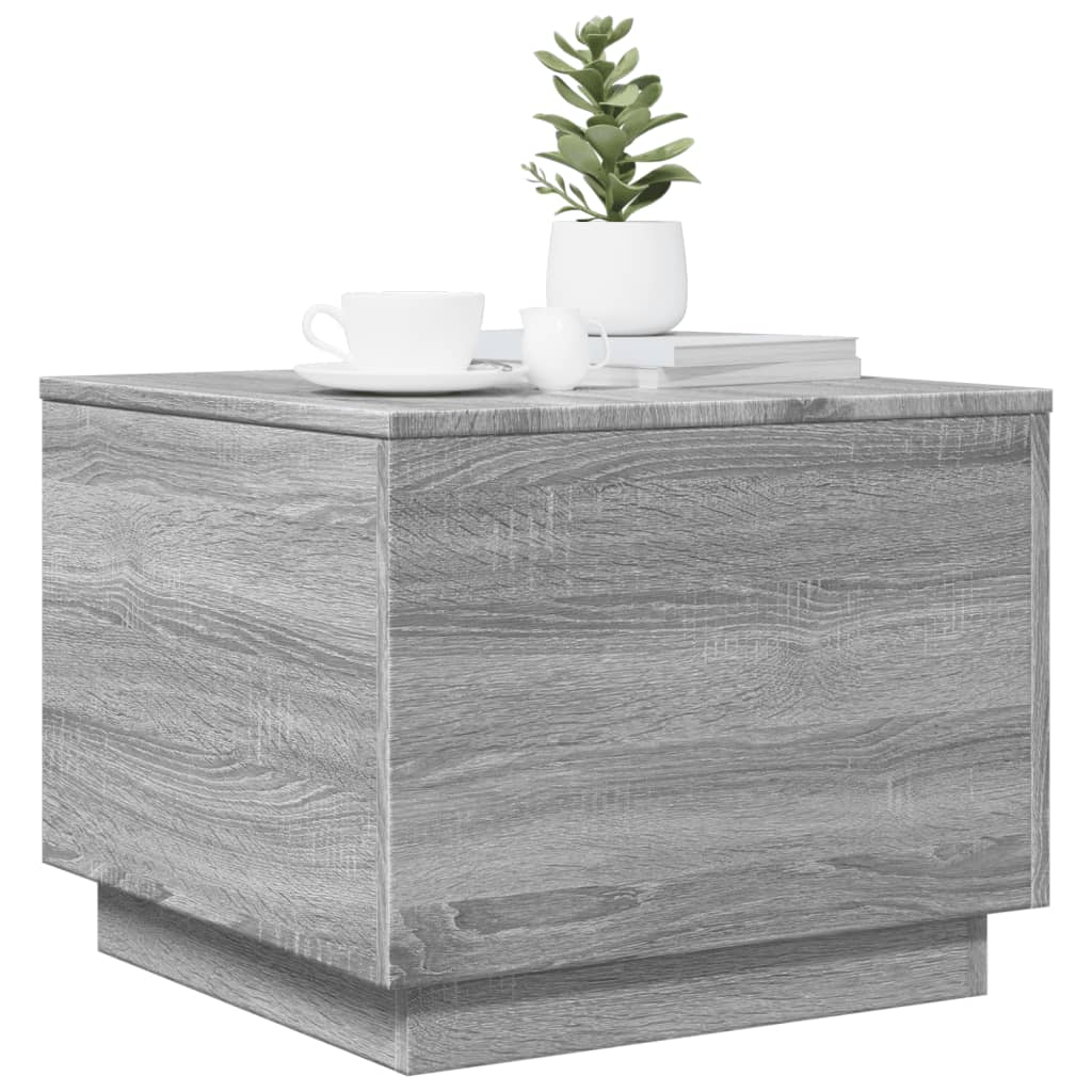 Table basse avec lumières LED sonoma gris 50x50x40 cm - Tables basses