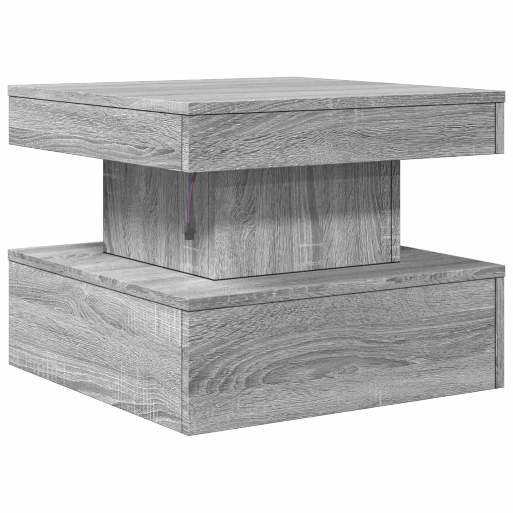 Table basse avec lumières LED sonoma gris 50x50x40 cm - Tables basses