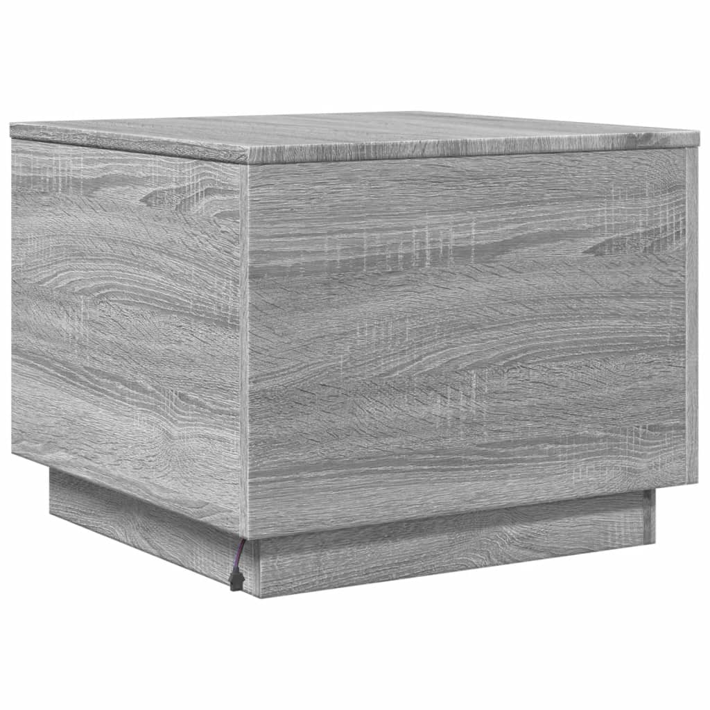 Table basse avec lumières LED sonoma gris 50x50x40 cm - Tables basses