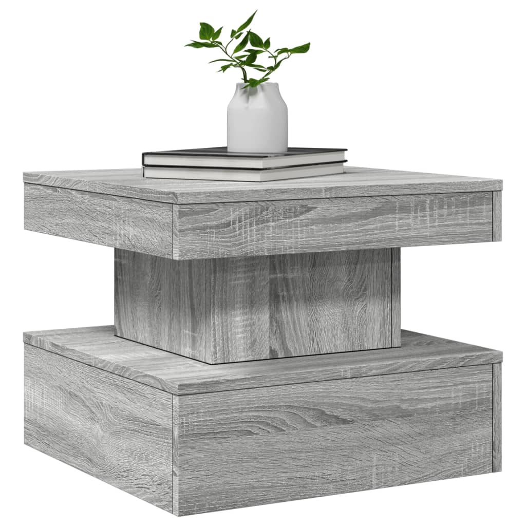 Table basse avec lumières LED sonoma gris 50x50x40 cm - Tables basses