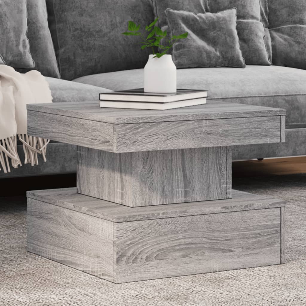 Table basse avec lumières LED sonoma gris 50x50x40 cm - Tables basses