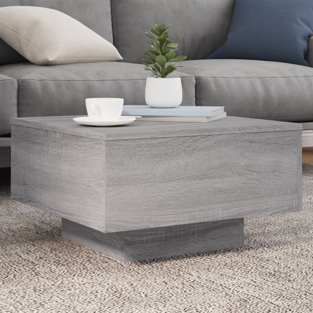 Table basse avec lumières LED sonoma gris 55x55x31 cm - Tables basses