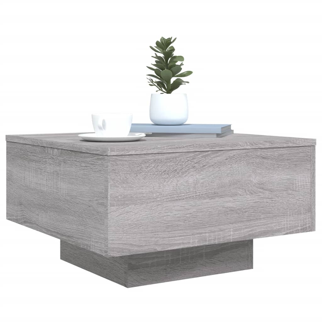 Table basse avec lumières LED sonoma gris 55x55x31 cm - Tables basses