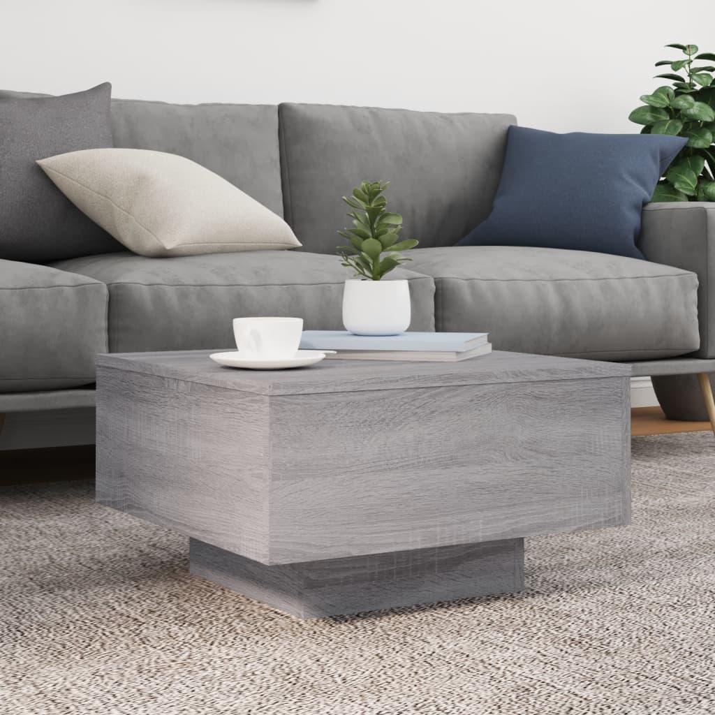 Table basse avec lumières LED sonoma gris 55x55x31 cm - Tables basses