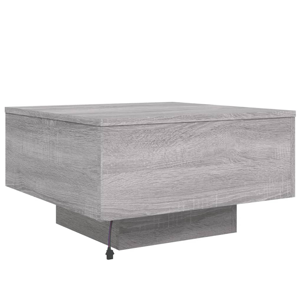Table basse avec lumières LED sonoma gris 55x55x31 cm - Tables basses