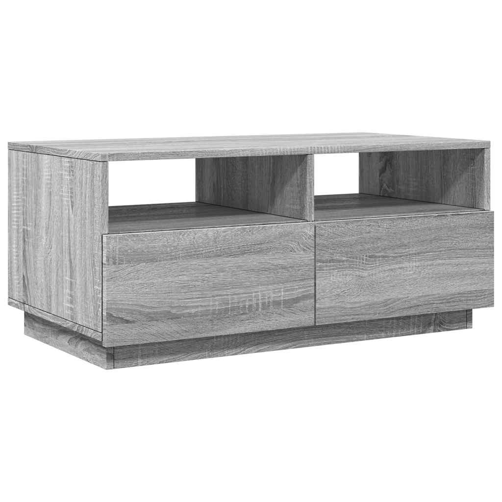Table basse avec lumières LED sonoma gris 90x49x40 cm - Tables basses