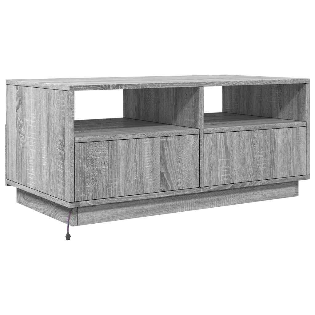 Table basse avec lumières LED sonoma gris 90x49x40 cm - Tables basses