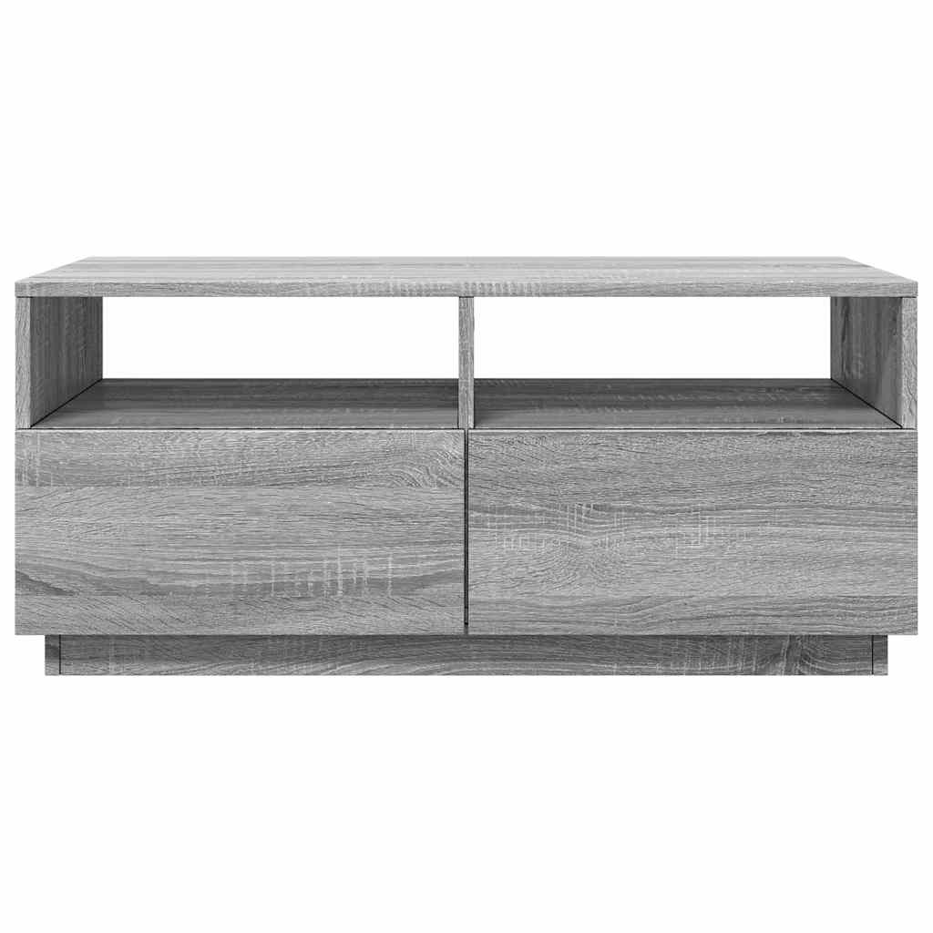 Table basse avec lumières LED sonoma gris 90x49x40 cm - Tables basses