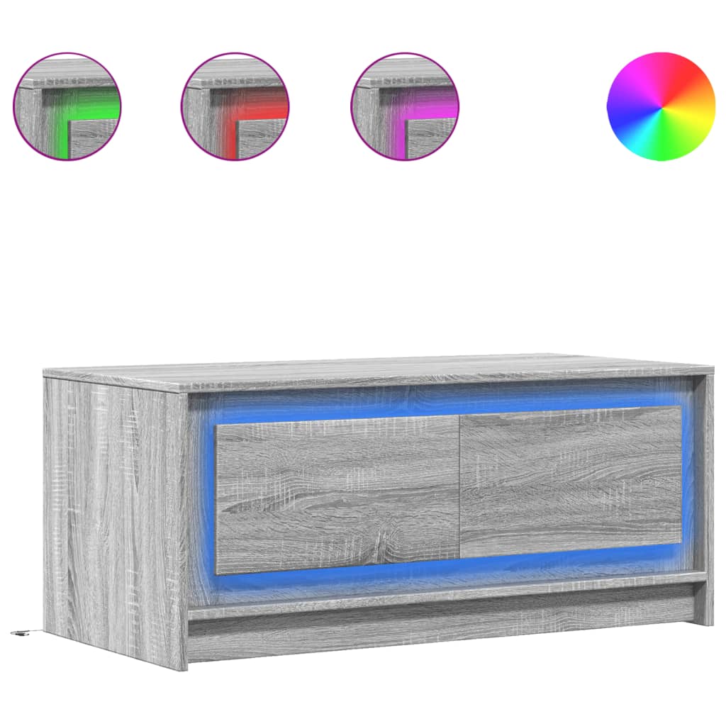 Table basse avec lumières LED sonoma gris bois d’ingénierie - Tables basses