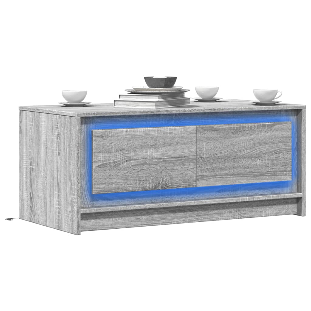 Table basse avec lumières LED sonoma gris bois d’ingénierie - Tables basses