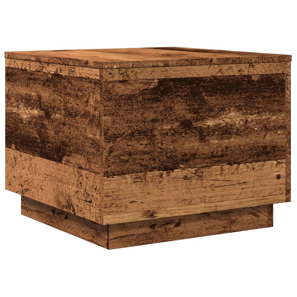 Table basse avec lumières LED vieux bois 50x50x40 cm - Tables basses