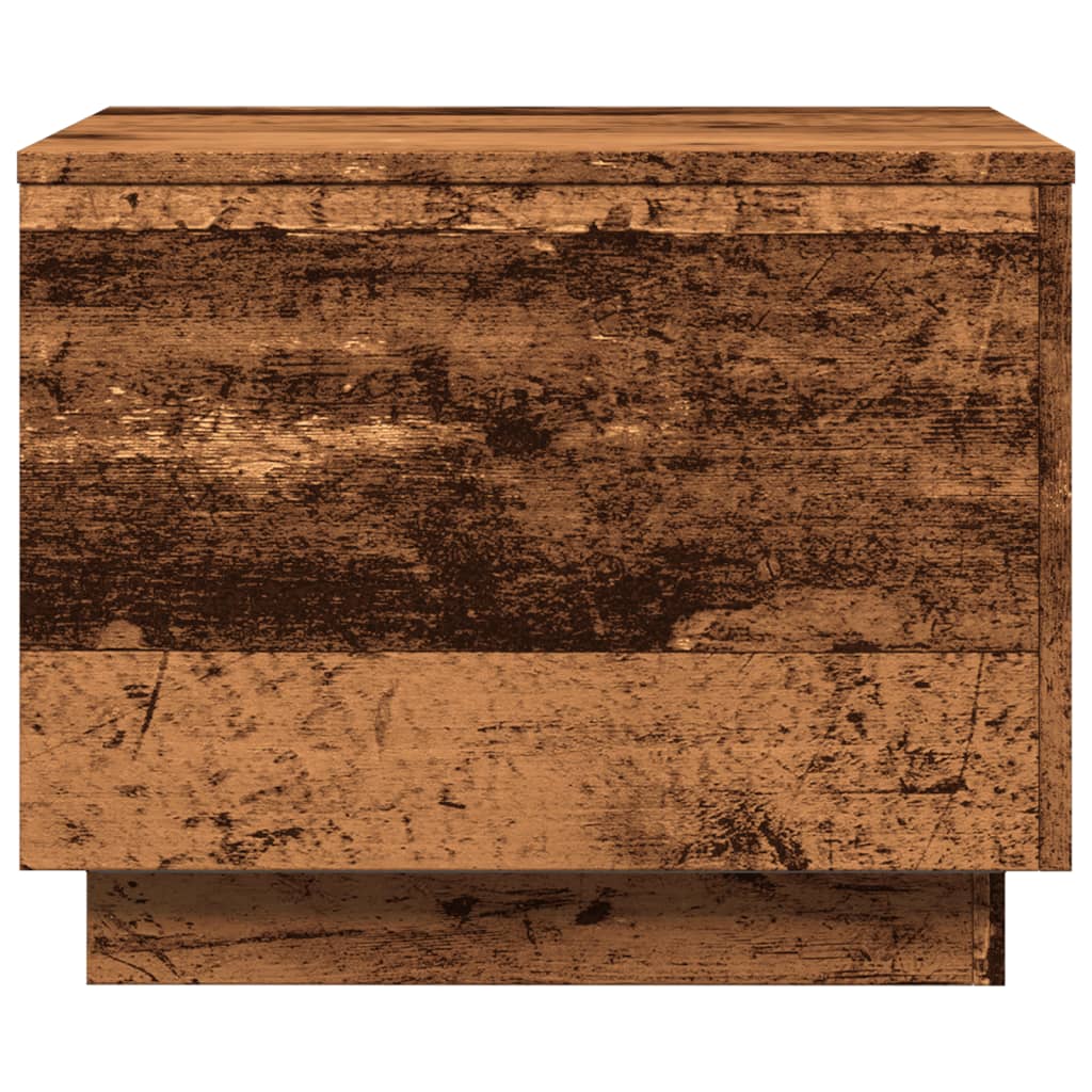 Table basse avec lumières LED vieux bois 50x50x40 cm - Tables basses