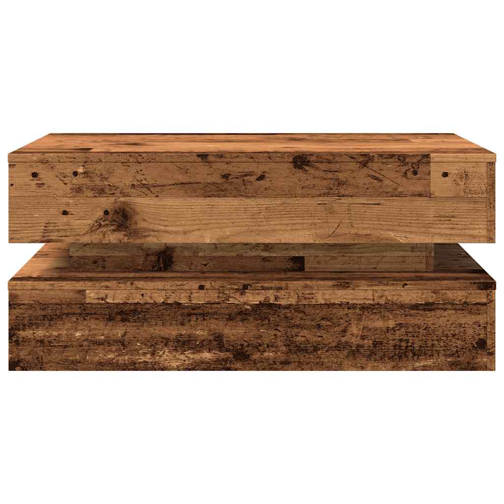 Table basse avec lumières LED vieux bois 90x50x40 cm - Tables basses