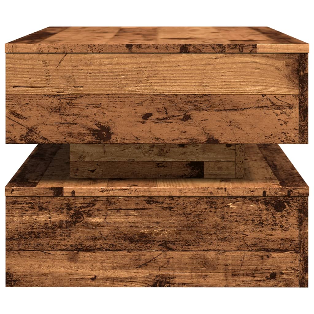 Table basse avec lumières LED vieux bois 90x50x40 cm - Tables basses
