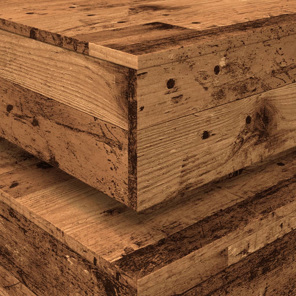 Table basse avec lumières LED vieux bois 90x50x40 cm - Tables basses